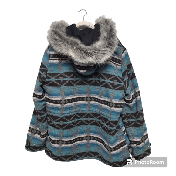 Outback Trading Co Myra Aztec Womens Jacket With Faux Fur Lined Hood Size XL - Picture 2 of 10
